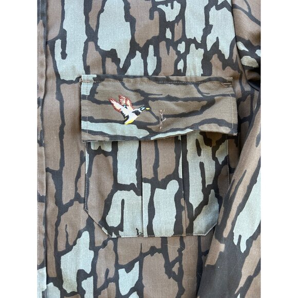 Vintage Duck Bay Camouflage Button-Up Shirt With Embroidered Duck Pocket M3 - Picture 2 of 5